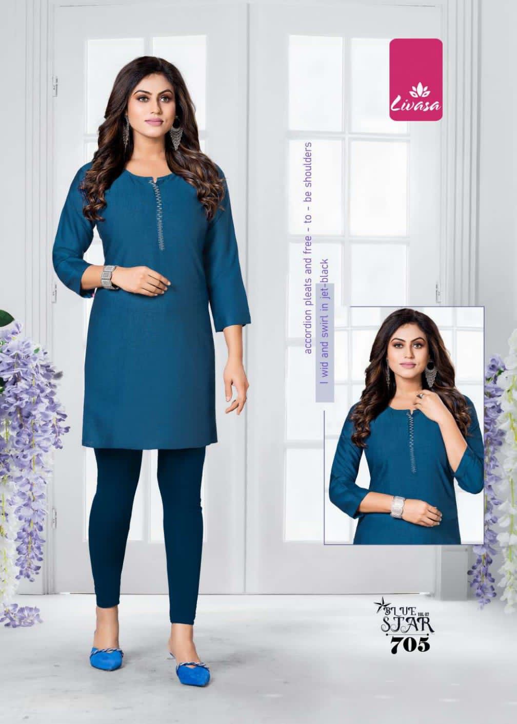Livasa Blue Star 7 Rayon Printed Daily Wear Kurti Collection